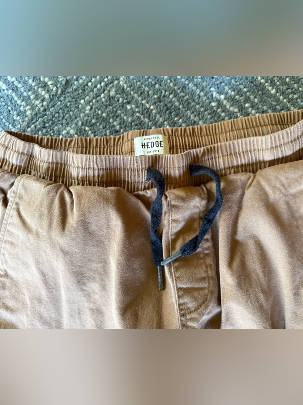 Men's Brown Cargo Jogger Pants - Elastic Waist - Picture 5 of 6